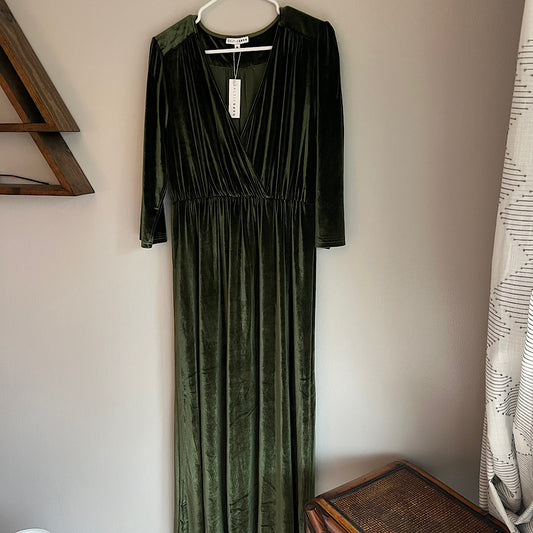 Baltic Born Sofia Velvet Maxi Dress Olive - NWT