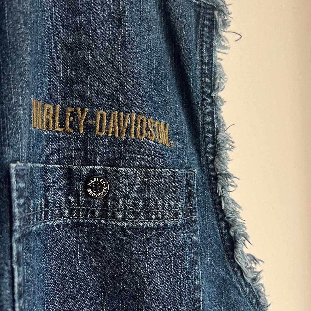 Vintage Harley Embroidered Denim Vest