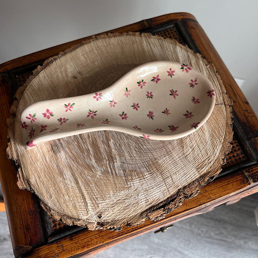 Vintage Floral Ceramic Spoon Rest