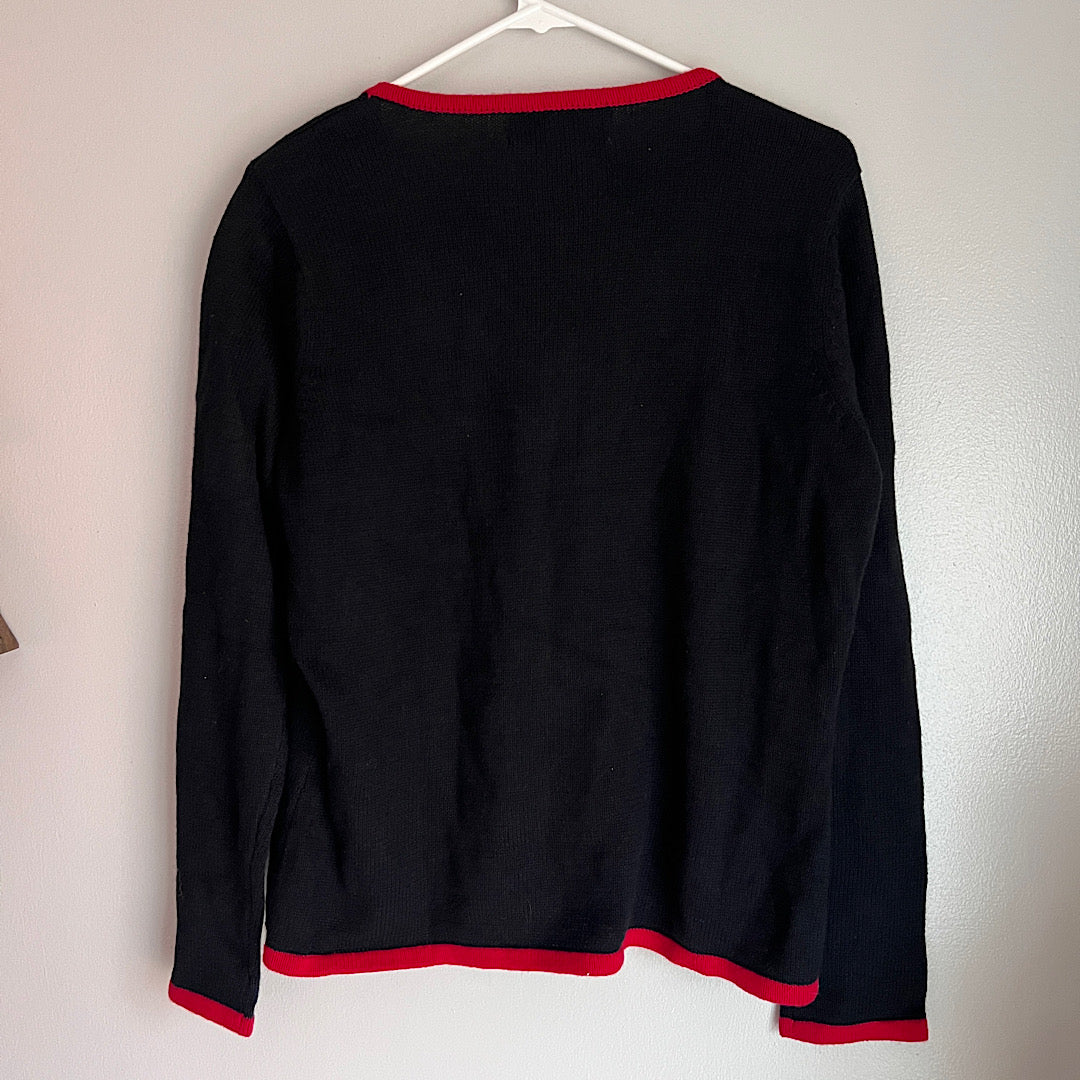 Vintage Tiara International Beaded Embroidered Christmas Zip Up Sweater