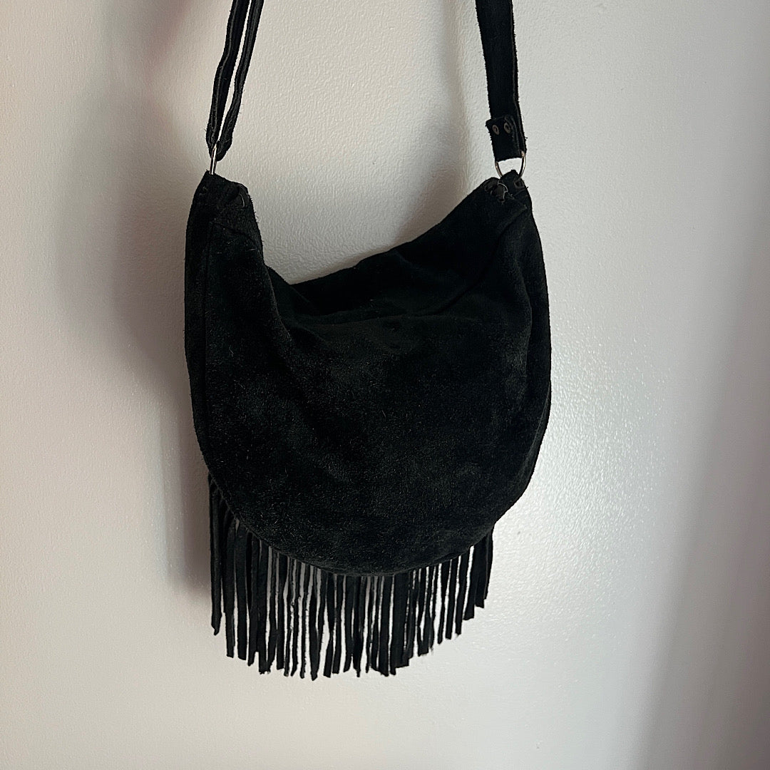 Suede Beaded Fringe Bag
