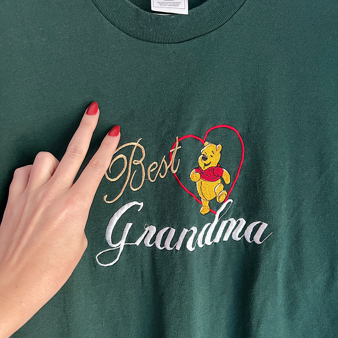Vintage Best Grandma Pooh Embroidered T Shirt