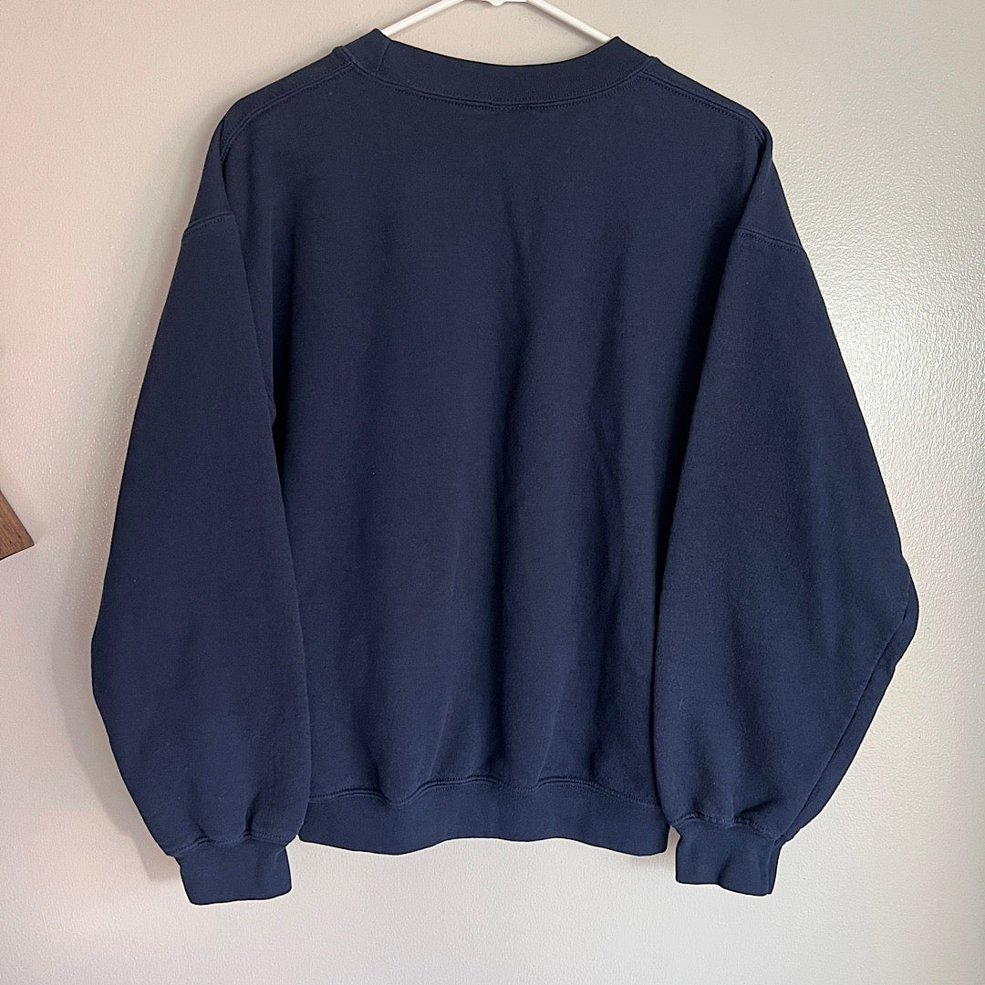 Vintage Boston Fall Leaves Graphic Crewneck Sweatshirt (navy)