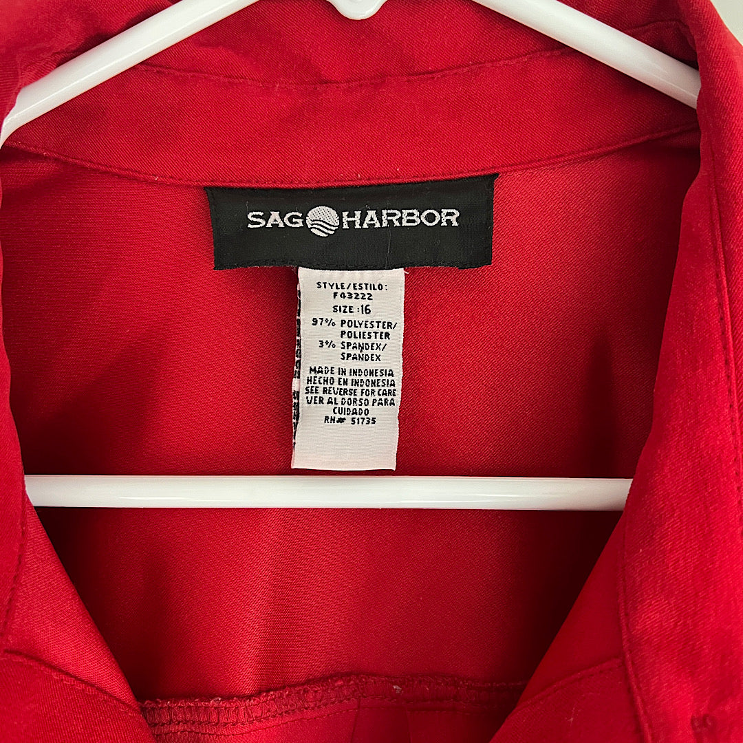 Vintage Sag Harbor Red Button Up Shirt