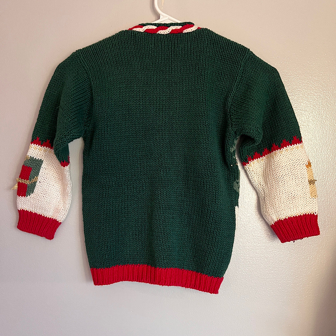 Vintage Christmas Jingle Bells Embellished Kids Knit Sweater