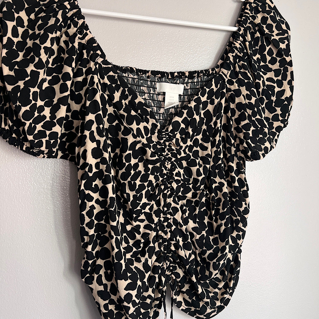 H&M Printed Black & Cream Top