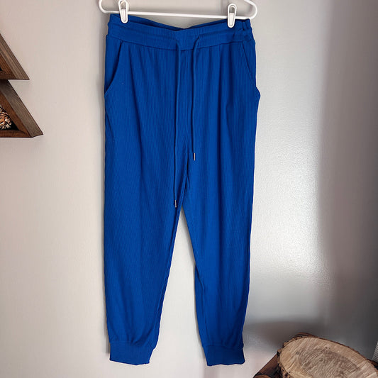 Ribbed Blue Stretchy Jogger Sweatpants