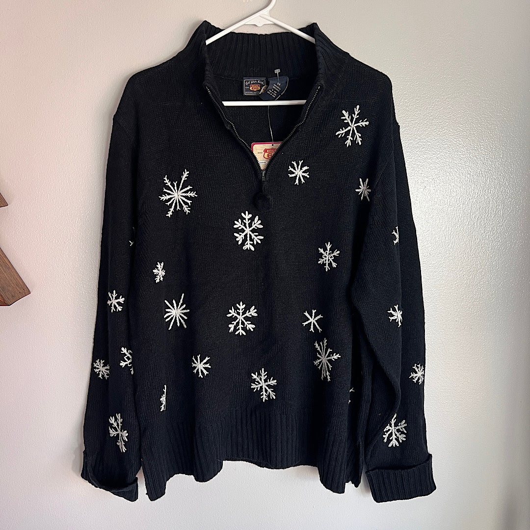 Route 66 NWT Snowflakes 1/4 Zip Sweater