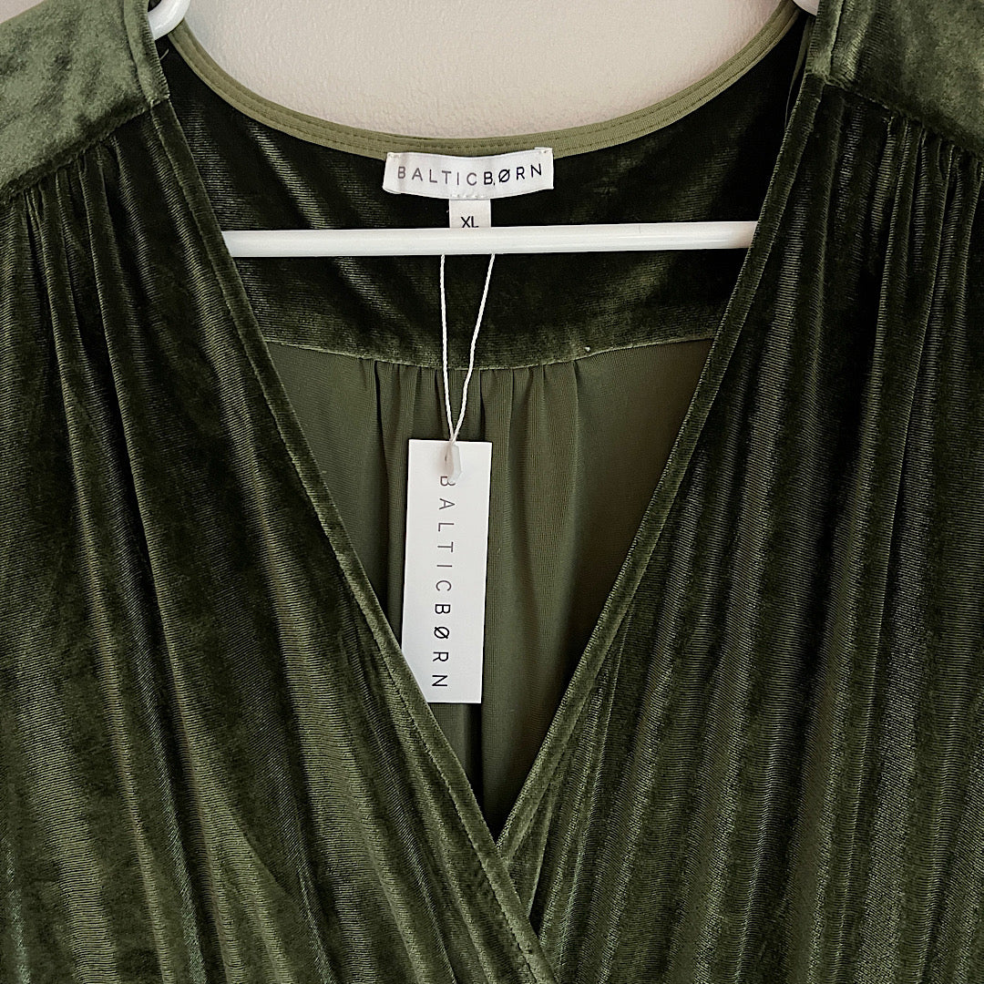 Baltic Born Sofia Velvet Maxi Dress Olive - NWT