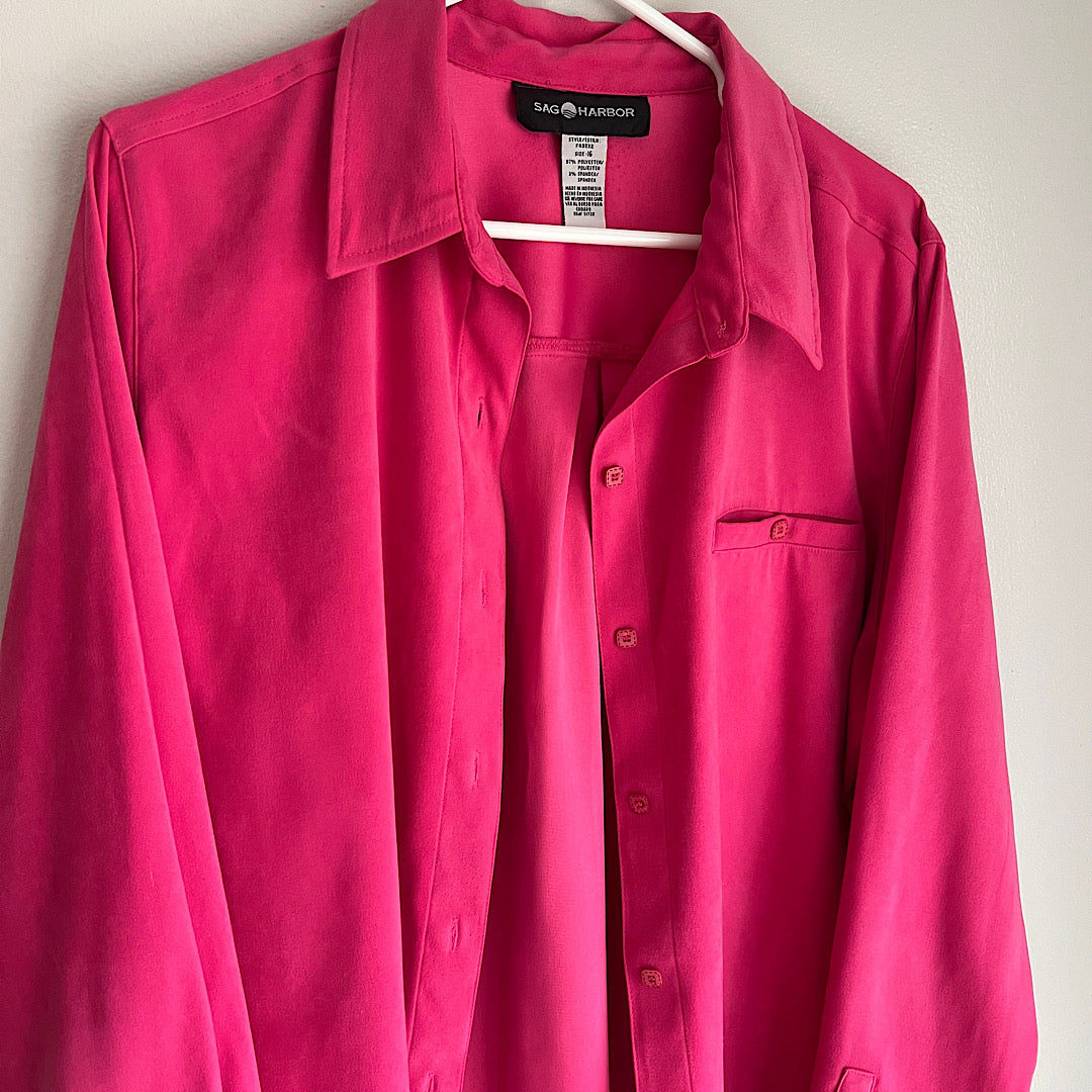 Vintage Sag Harbor Pink Button Up Shirt