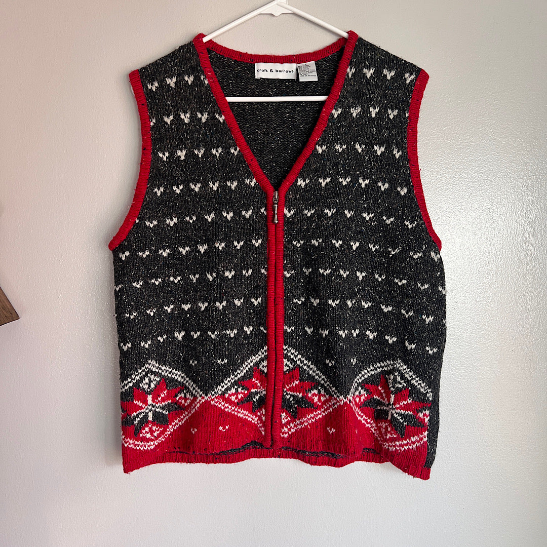 Vintage Croft & Barrow Knit Christmas Zip Up Vest