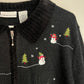 Vintage Croft & Barrow Snowman Embroidered Zip Up Christmas Sweater