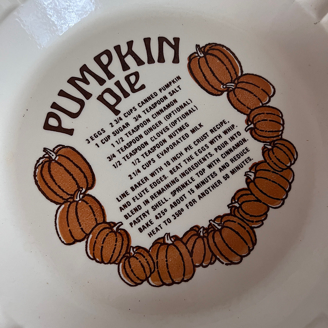 Vintage '80s Ceramic Pumpkin Pie Recipe Dish