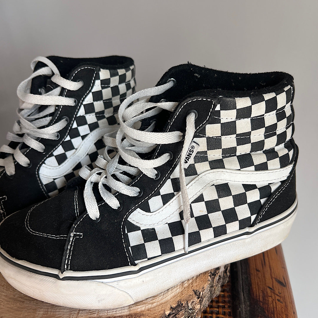 Vans Sk8-Hi Platform Checkerboard Shoes (missy 4)