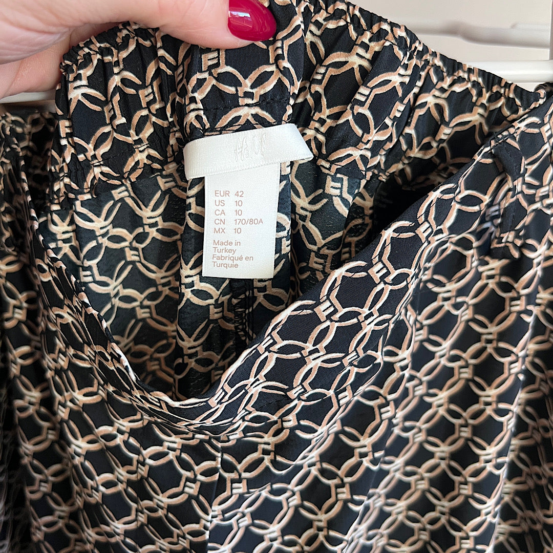 H&M Patterned Wide Leg Trouser Pant