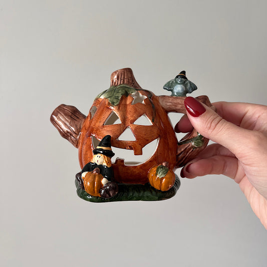 Vintage Halloween Ceramic Tea Pot Candle Holder