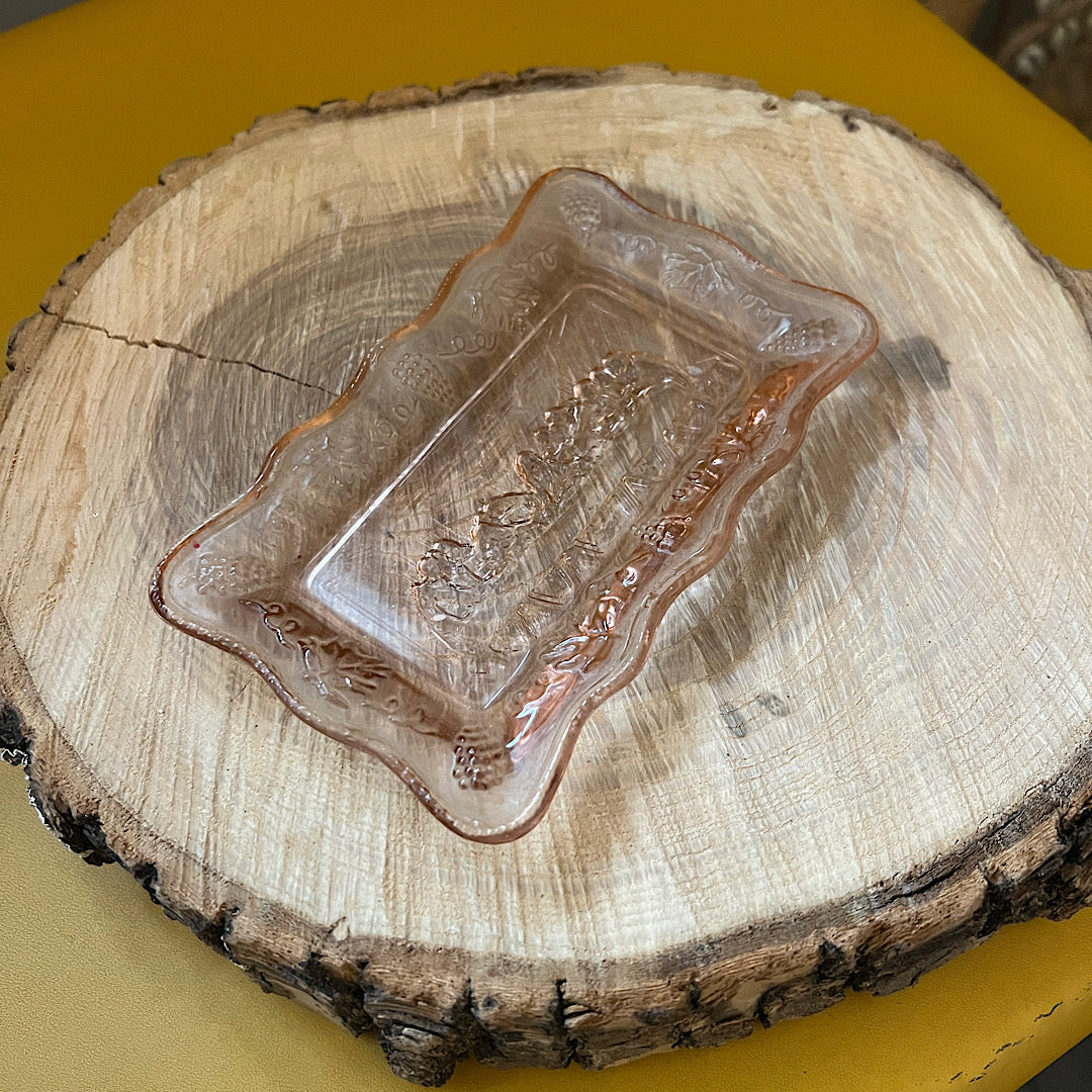 Vintage Last Supper Mini Pink Depression Glass Trinket Dish