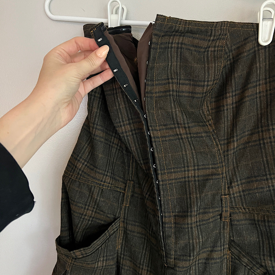 UO BDG Danny Strapless Plaid Jumpsuit