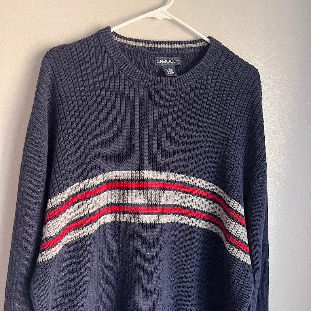 Vintage Cherokee Navy Striped Crewneck Sweater