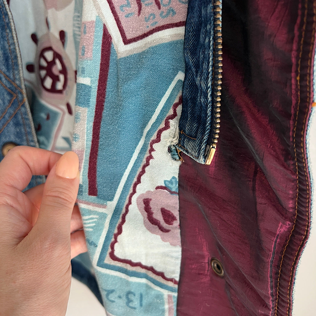 Vintage '80s Current Seen Denim Flannel Lined Jacket