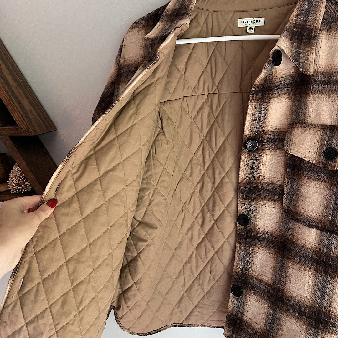 Earthbound Trading Co Quilted Lining Heavy Shacket