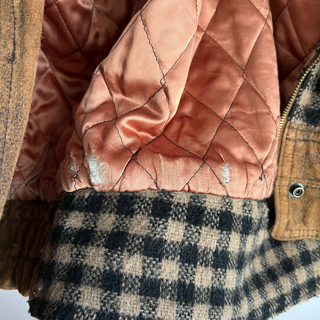 Vintage Moose Lake Lodge Plaid & Leather Jacket