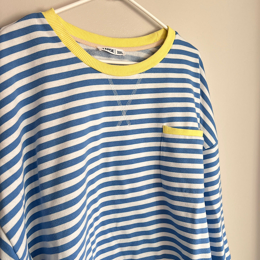 Tarse Striped 2-Toned Pullover Sweatshirt