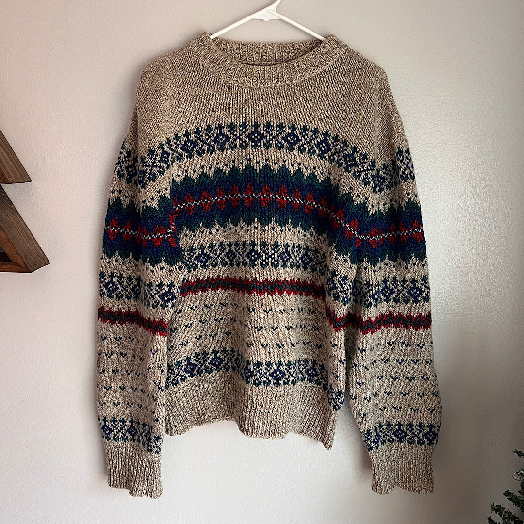 Vintage Fair Isle Wool Knit Sweater