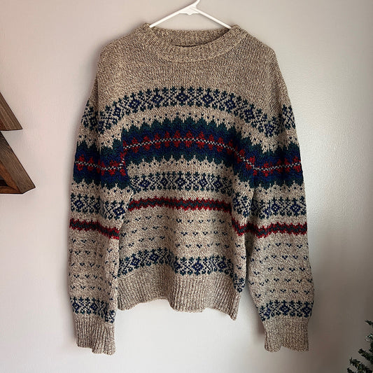 Vintage Fair Isle Wool Knit Sweater