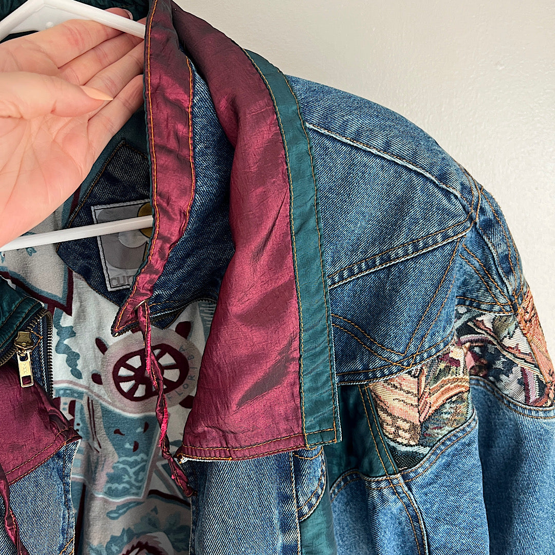 Vintage '80s Current Seen Denim Flannel Lined Jacket