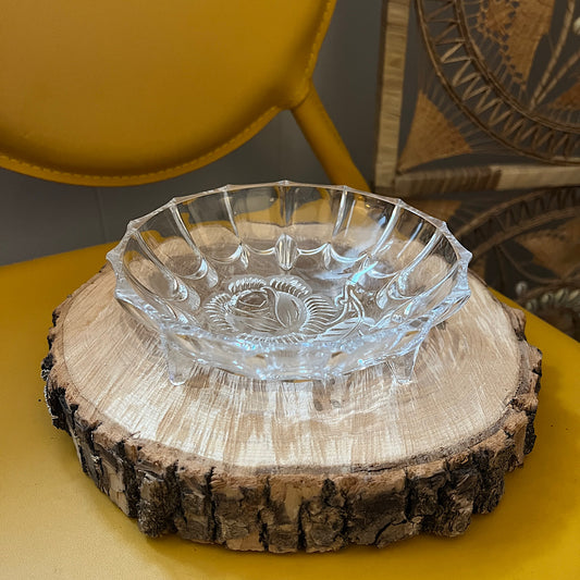 Vintage Crystal Ornate Glass Trinket Bowl