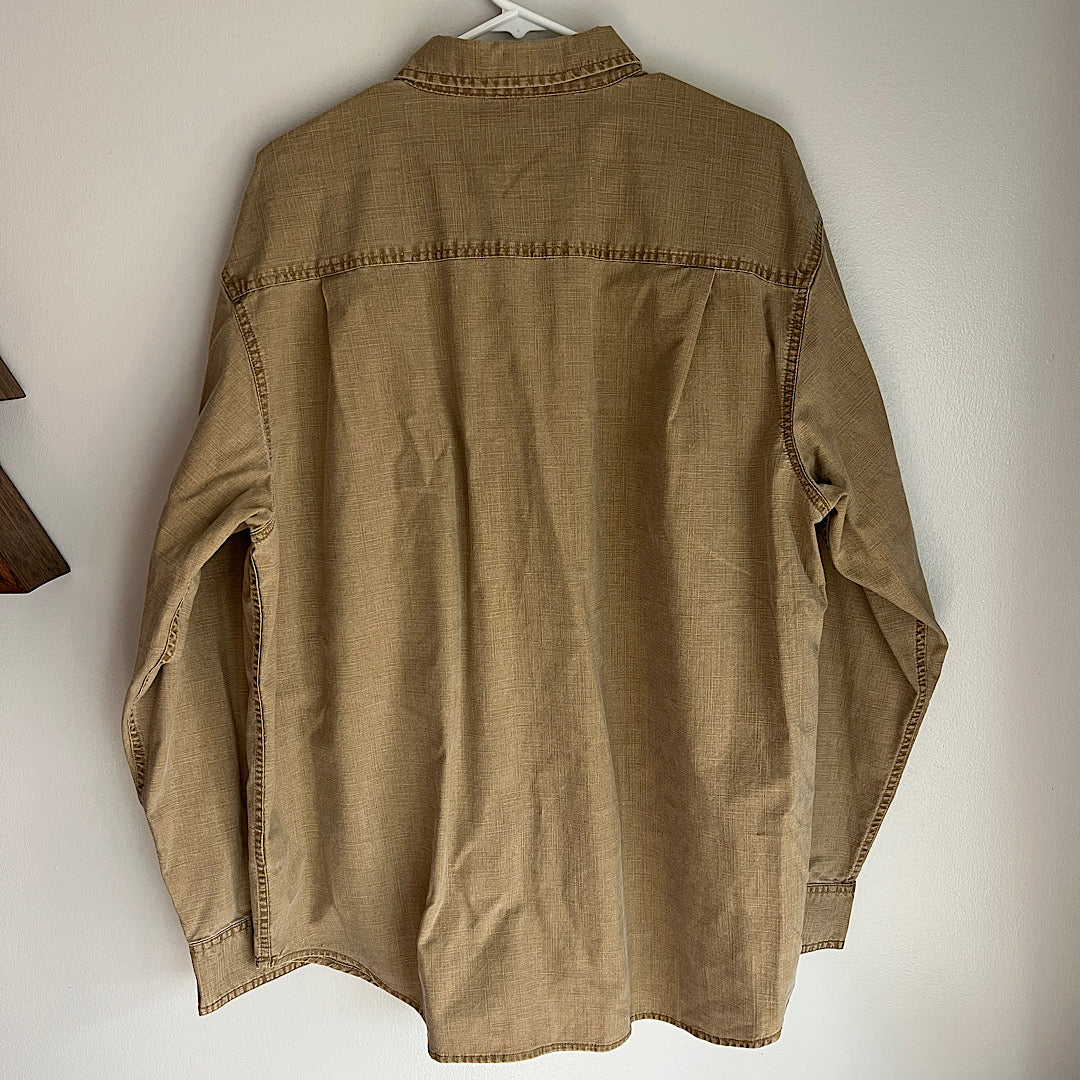 Vintage Faded Glory Tan Denim Button Up Shirt