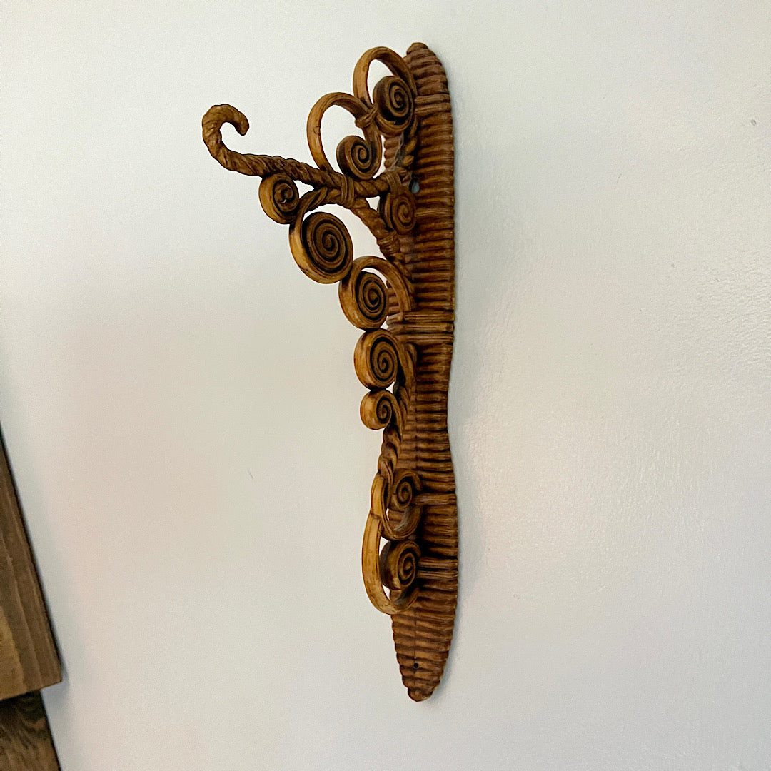 Vintage 70s Faux Wicker Rattan Plant Hanger