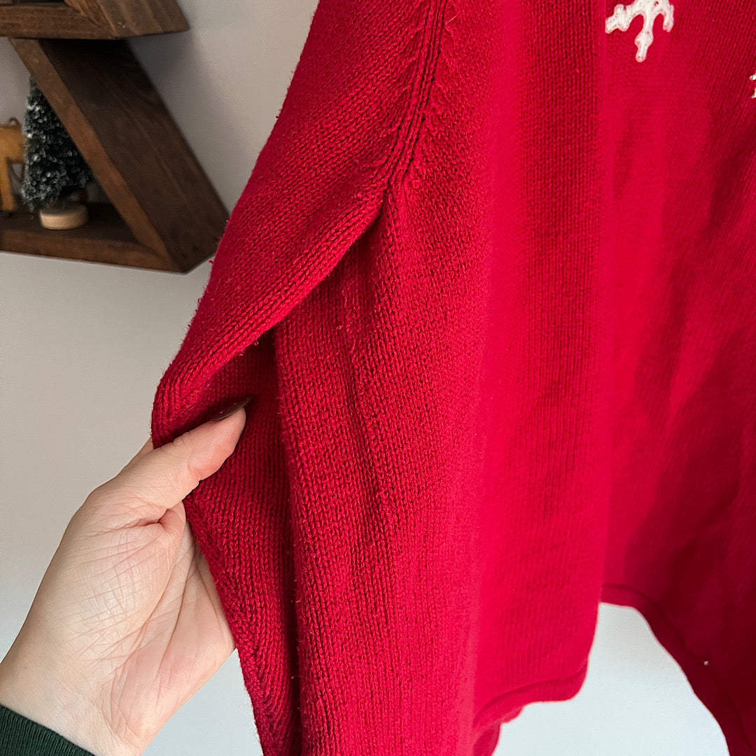 Vintage Croft & Barrow Woman Embroidered Beaded Snowflake Zip Up Sweater