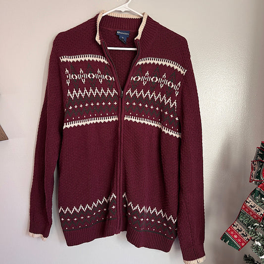 Vintage NorthCrest Fair Isle Zip Sweater