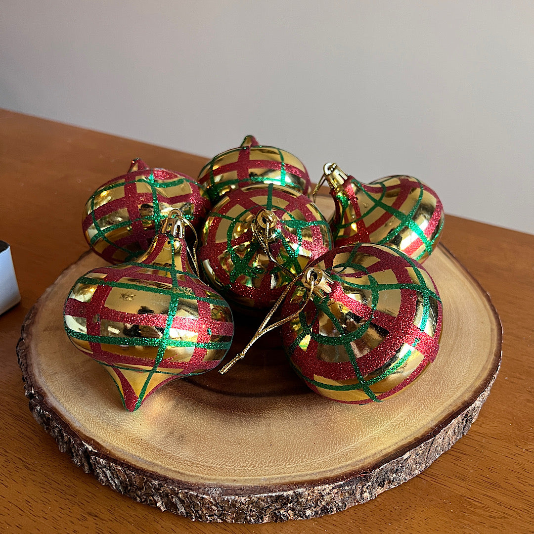 Vintage Plaid Ornaments (set of 6)