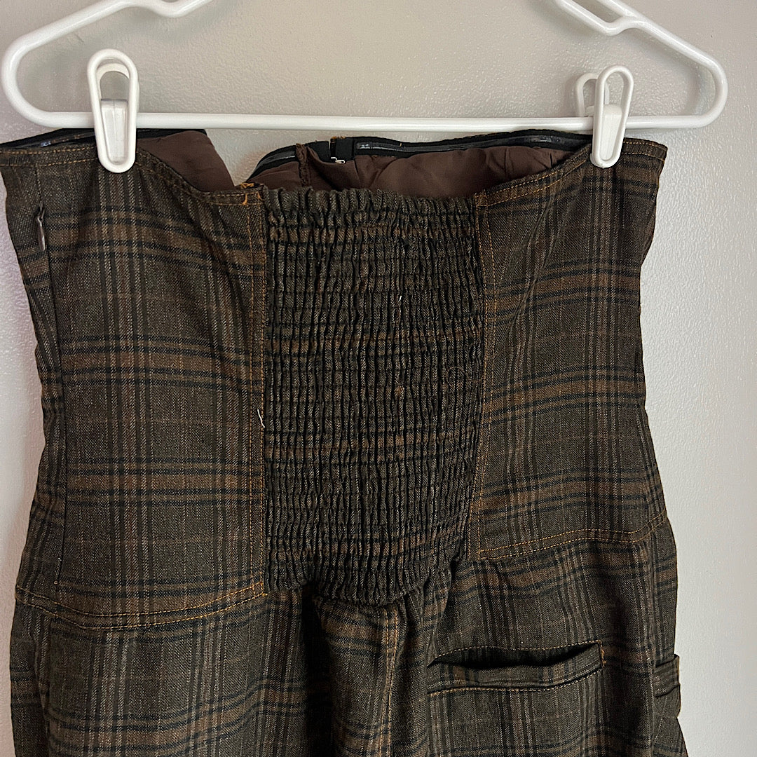 UO BDG Danny Strapless Plaid Jumpsuit