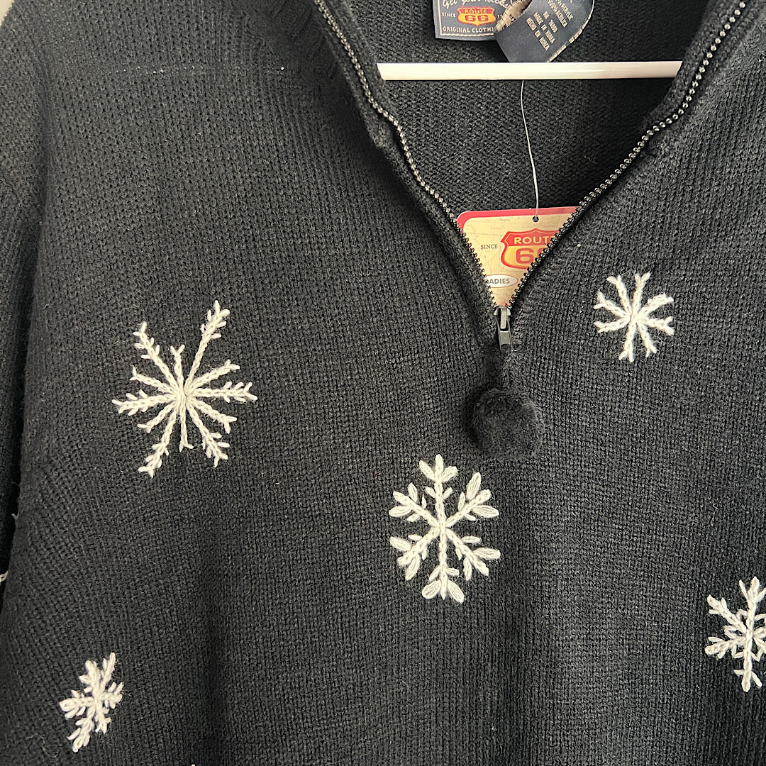 Route 66 NWT Snowflakes 1/4 Zip Sweater