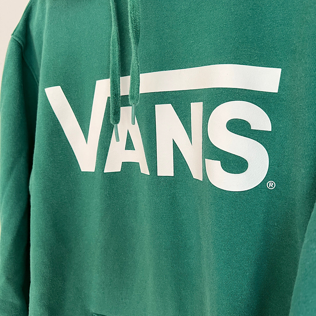 Vans Green and White Classic Logo Hooded Sweatshirt
