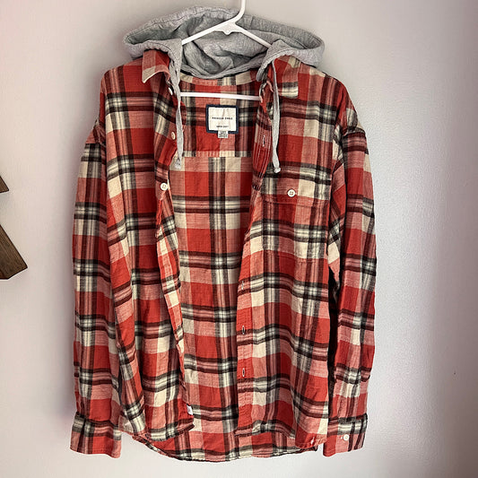 American Eagle Removable Hood Flannel