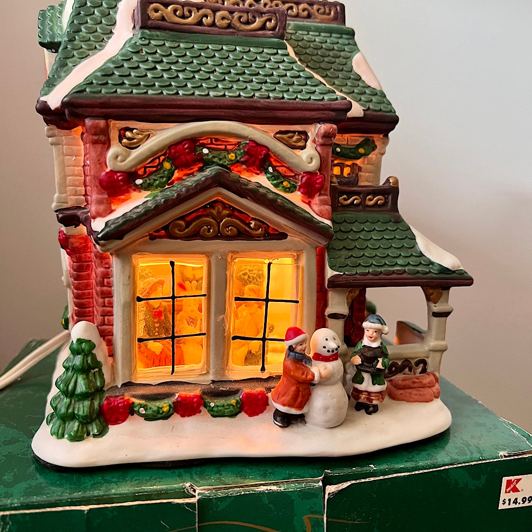 Vintage Trim a Home Ceramic Country House Christmas Village Lighted House