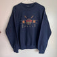 Vintage Boston Fall Leaves Graphic Crewneck Sweatshirt (navy)