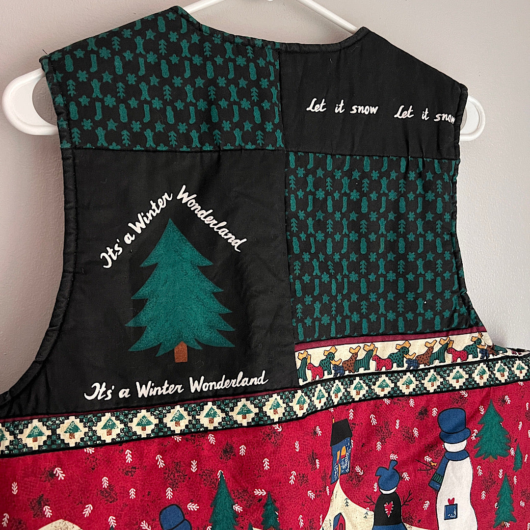 Vintage Handmade Quilted Snowman Christmas Vest