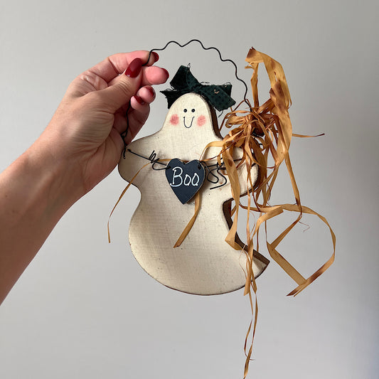 Vintage Ghost Wooden Halloween Decor Sign