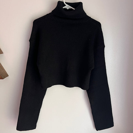Black Turtleneck Cropped Sweater