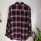 Vintage Maroon, Gray and White Plaid Button Up