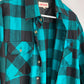 Vintage Teal & Black Plaid Flannel Button Up