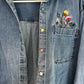 Vintage Flower Embroidered Denim Shirt