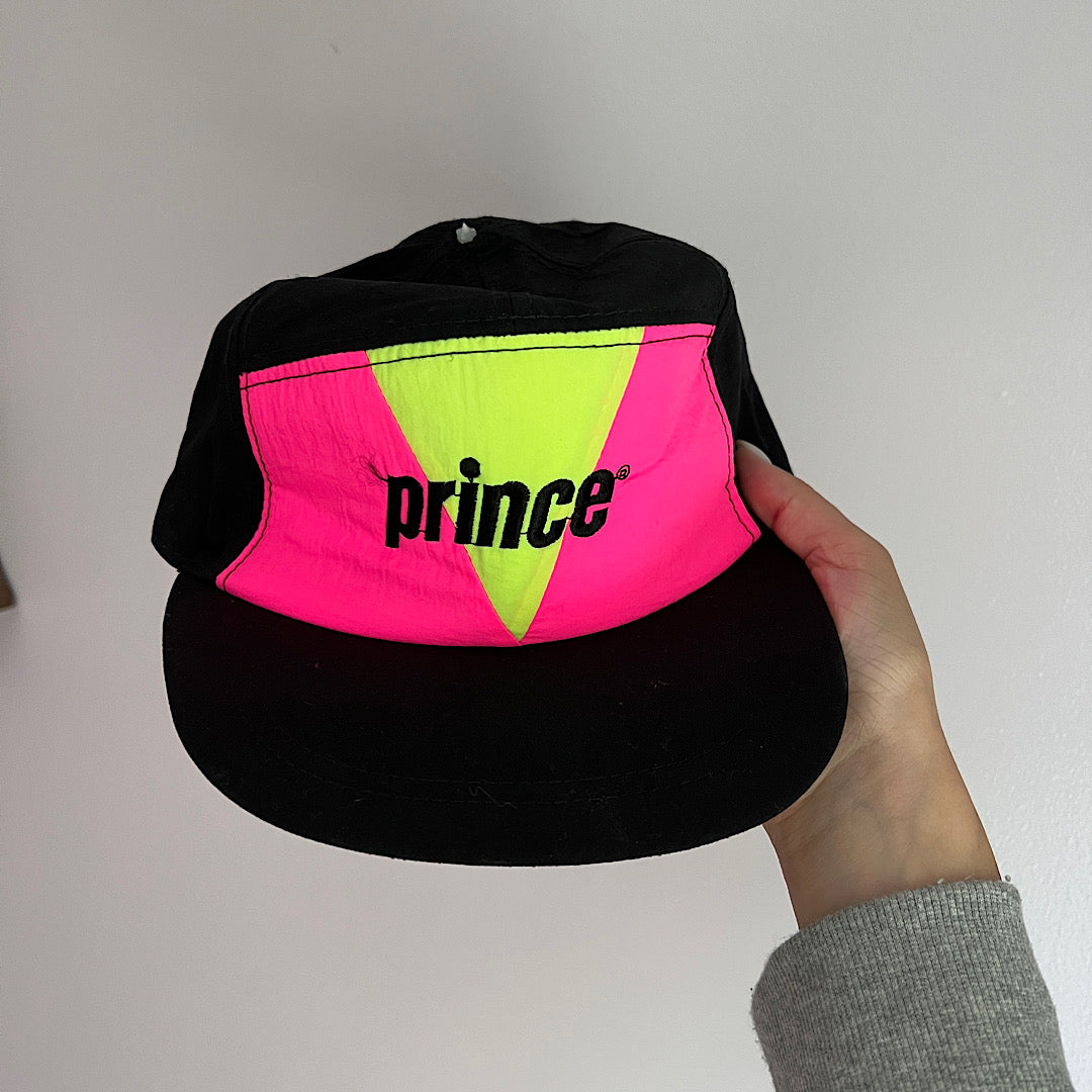 90s Vintage Prince Neon & Black Tennis Hat