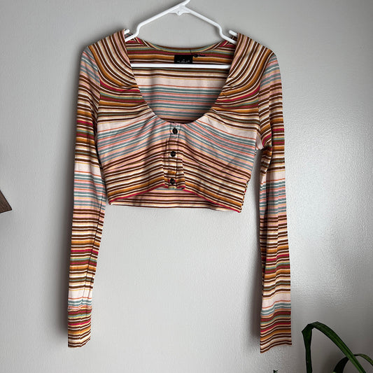 Urban Outfitters Retro Stripe Crop Long Sleeve